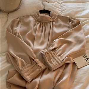 Zara silk long sleeve blouse